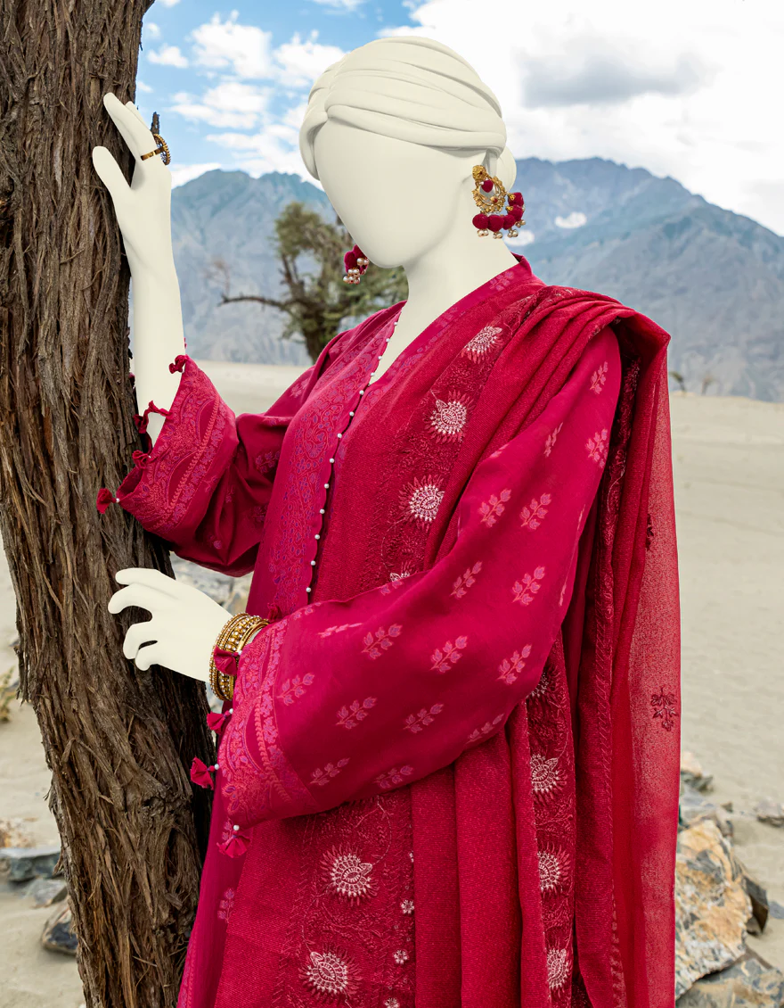 MAROON JACQUARD 3PC UNSTITCHED | JJLS-W-JWU-US-23-1826 FB/EASTERN HUES-2 - Image 4