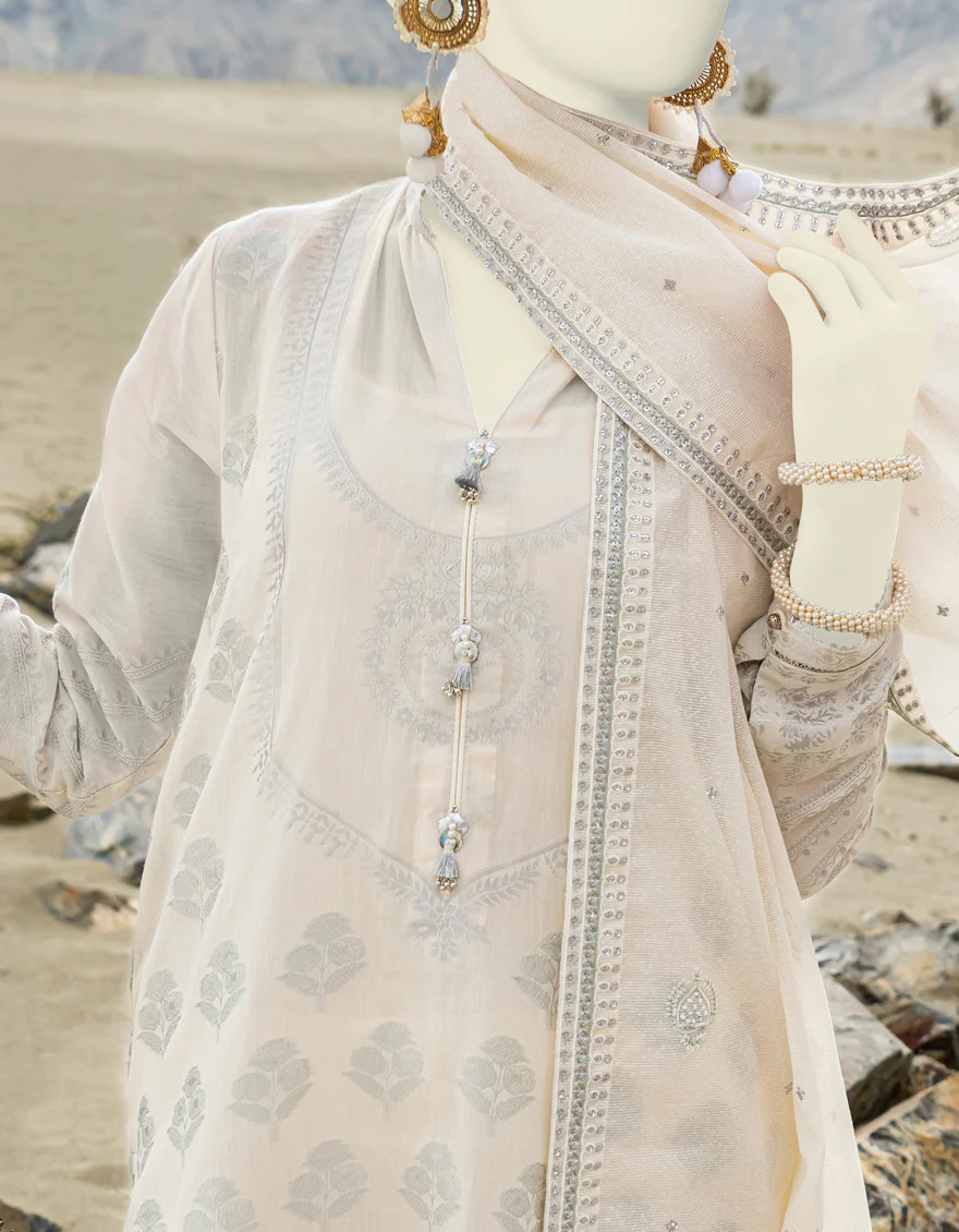 OFF WHITE JACQUARD 3PC UNSTITCHED | JJLS-W-JWU-US-23-1827 FB/EASTERN HUES-3 - Image 3