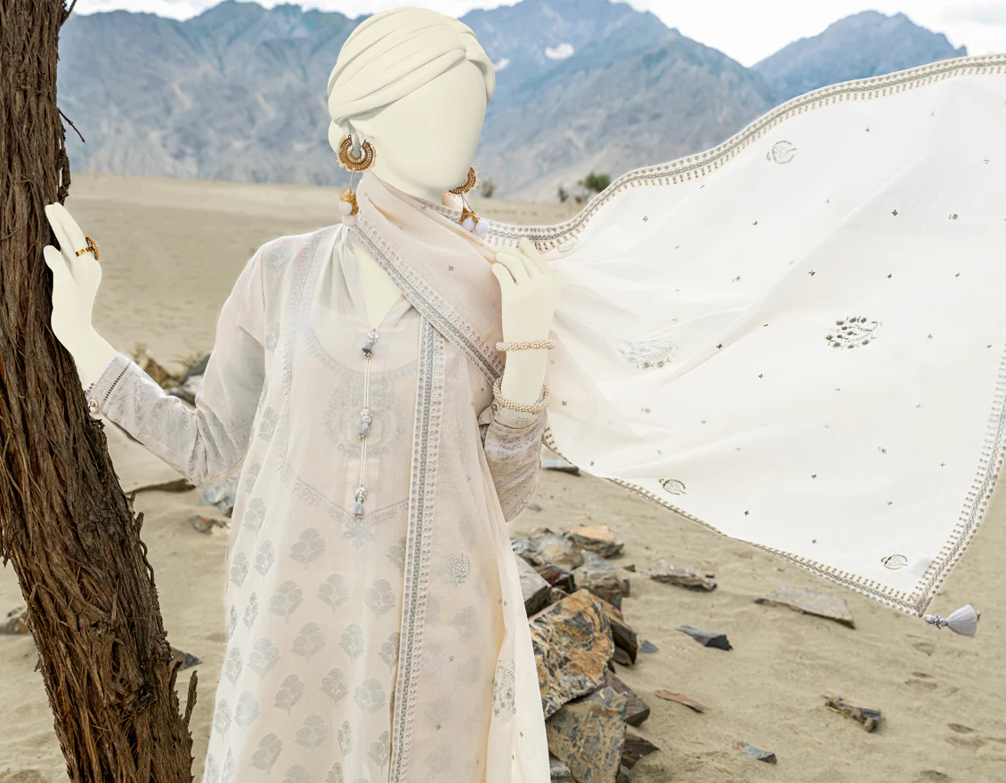 OFF WHITE JACQUARD 3PC UNSTITCHED | JJLS-W-JWU-US-23-1827 FB/EASTERN HUES-3 - Image 4