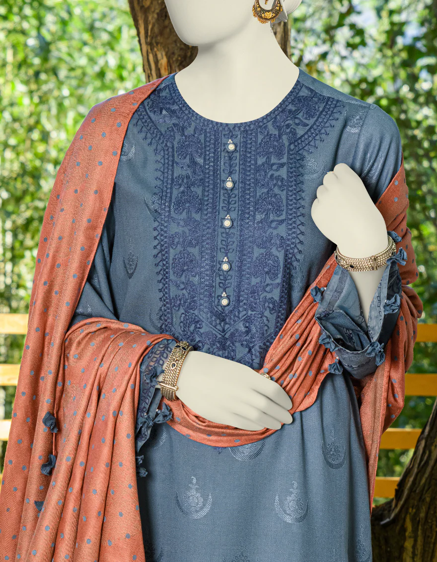 GREY VISCOSE 3PC UNSTITCHED | JJLS-W-JWU-US-23-1845 FB/ENCAHNTAE-01 - Image 3