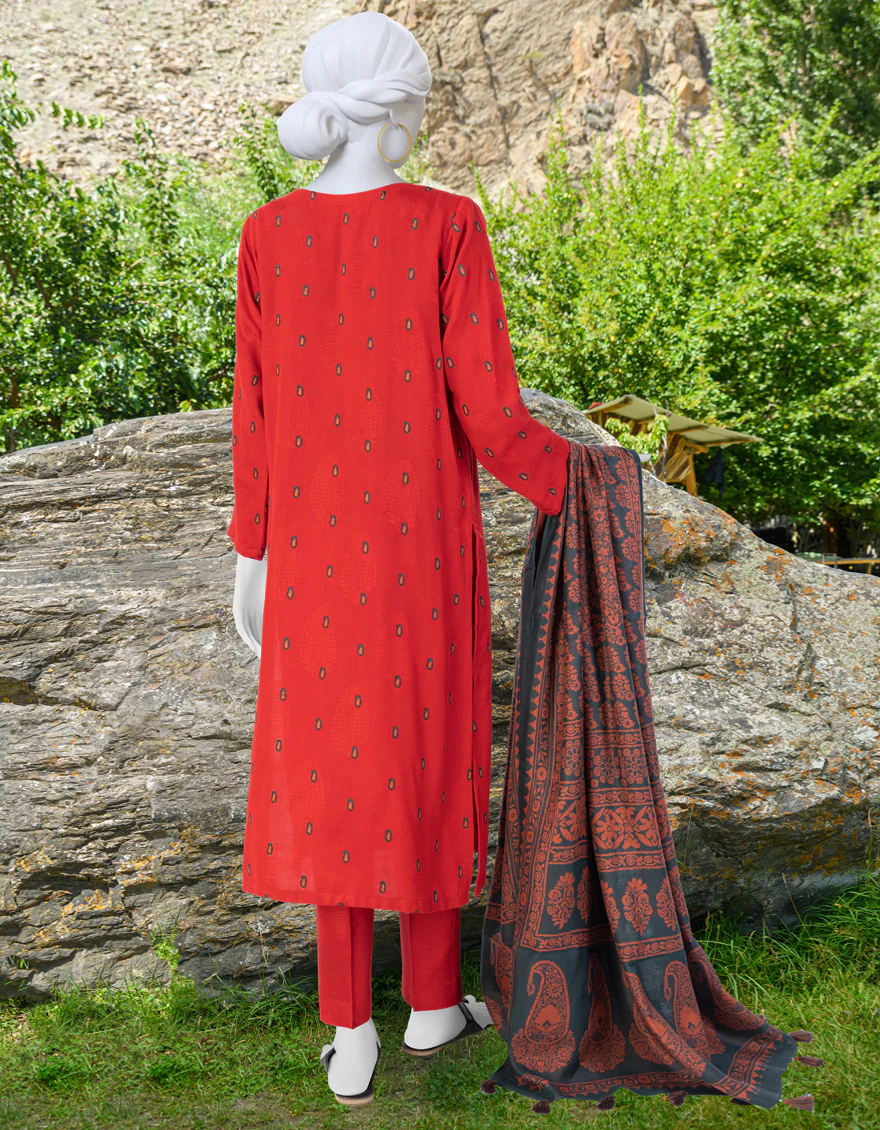RED DYED 3PC UNSTITCHED | JJLS-W-JWU-US-23-1846 FB/ENCHANTAE-2 - Image 2