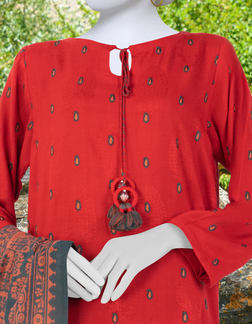 RED DYED 3PC UNSTITCHED | JJLS-W-JWU-US-23-1846 FB/ENCHANTAE-2 - Image 3