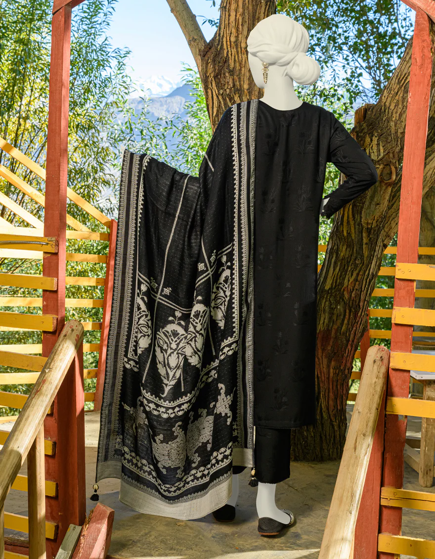 BLACK VISCOSE 3PC UNSTITCHED | JJLS-W-JWU-US-23-1847 FB/ENCAHNTAE-03 - Image 2