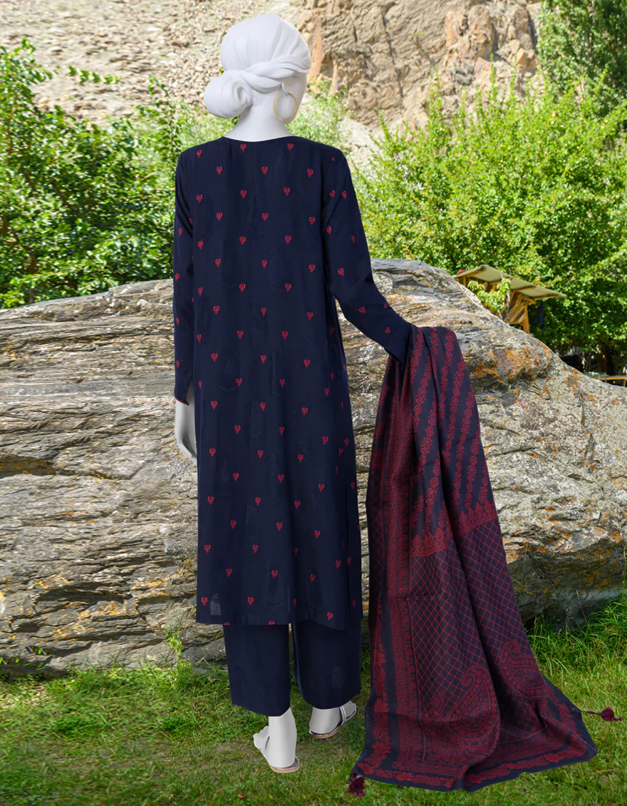 NAVY BLUE DYED 3PC UNSTITCHED | JJLS-W-JWU-US-23-1848 FB/ENCHANTAE-4 - Image 2