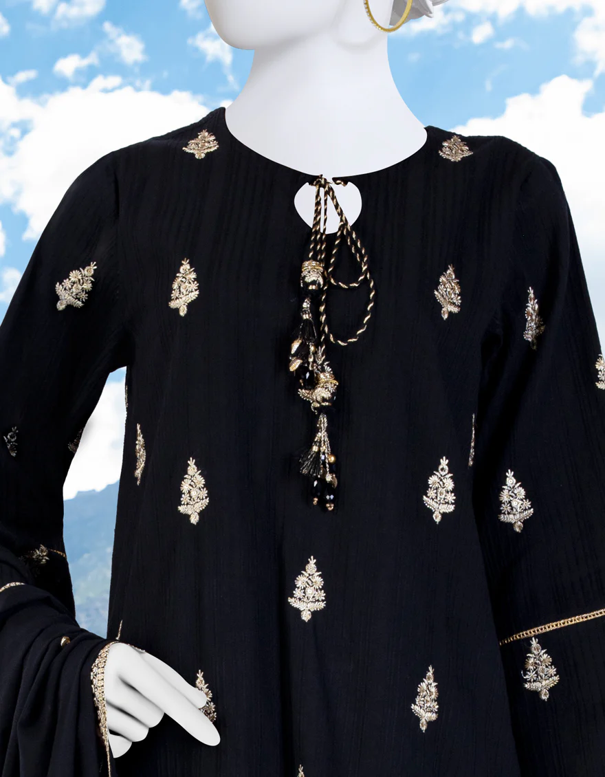 BLACK KARANDI 3PC UNSTITCHED | JJLS-W-JWU-US-23-1851 FB/VOGUE-3 - Image 3