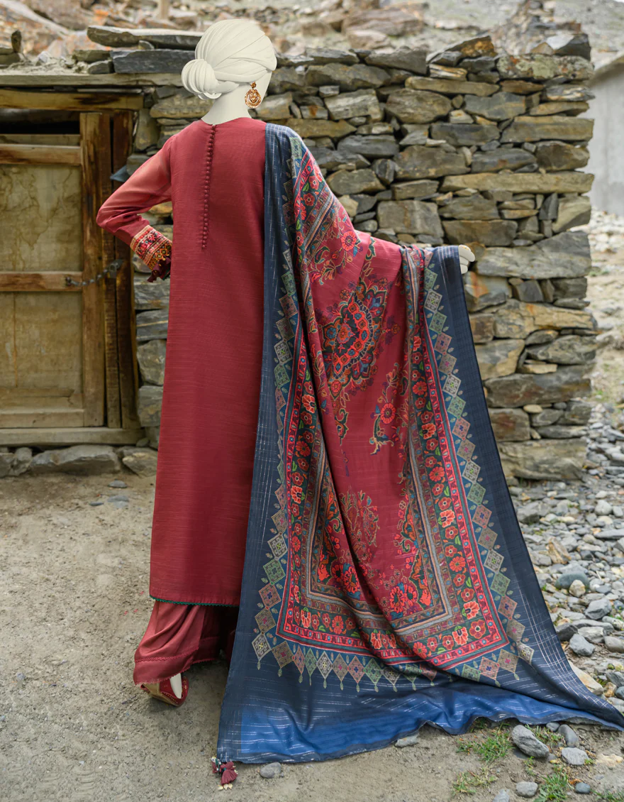 MAROON CAMBRIC 3PC UNSTITCHED | JJLS-W-JWU-US-23-1864 FB/LUXE-3 - Image 2