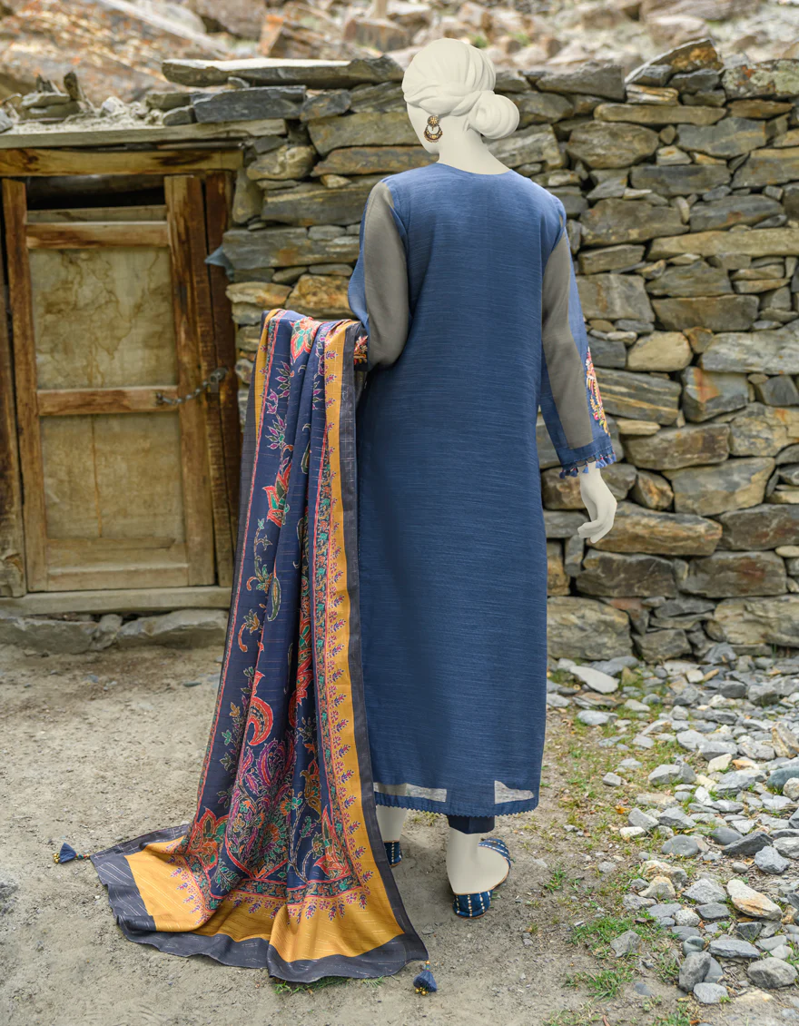 BLUE CAMBRIC 3PC UNSTITCHED | JJLS-W-JWU-US-23-1865 FB/LUXE-4 - Image 2