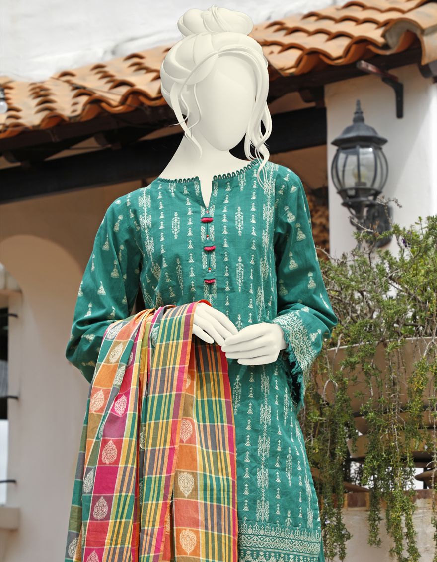 GREEN 3PC UNSTITCHED | JJLS-W-TP-US-027 FB/TP-027 - Image 3