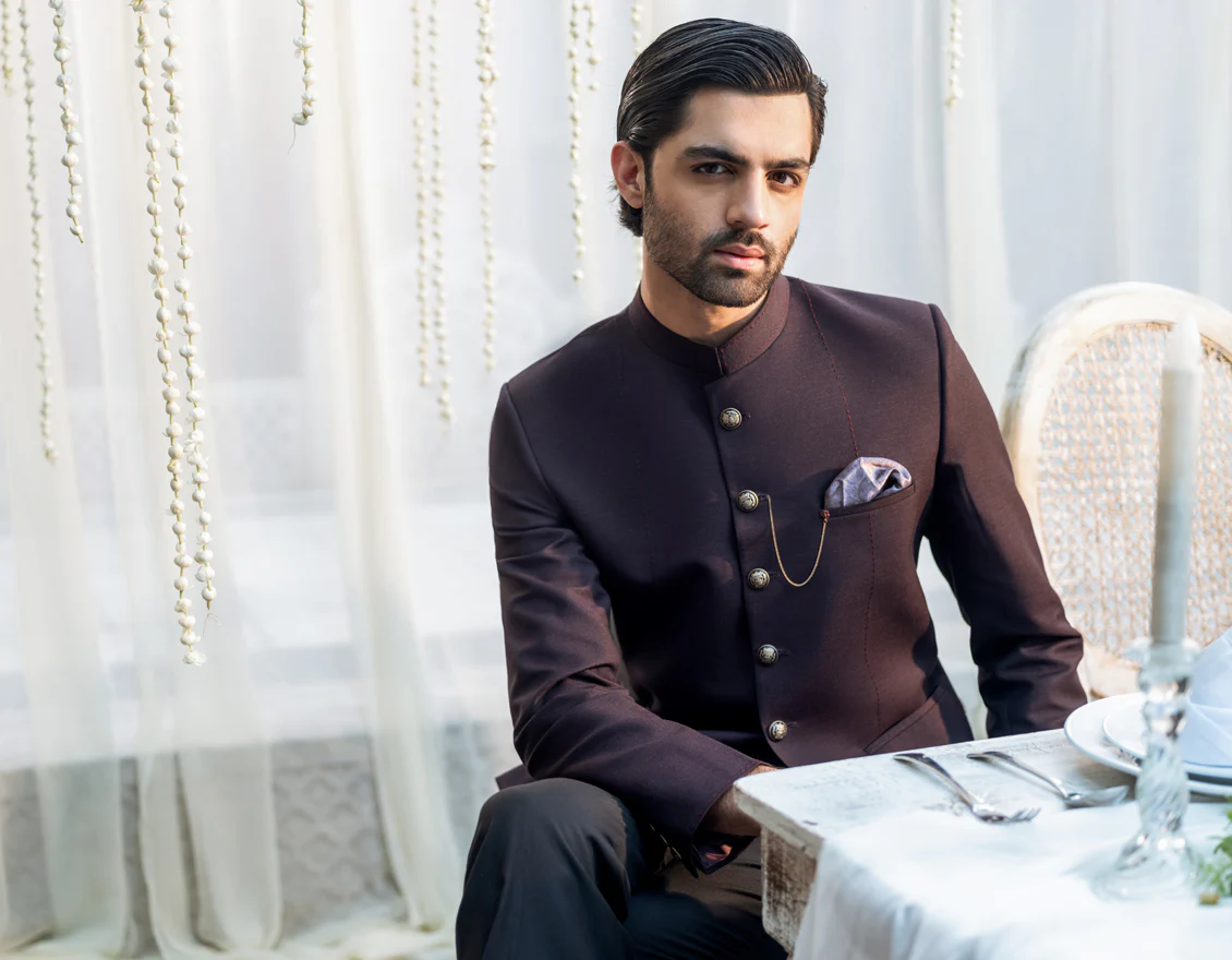 MAROON SUITING PRINCE COAT | JJPJ-48112/S24/JJ9261-FL - Image 4