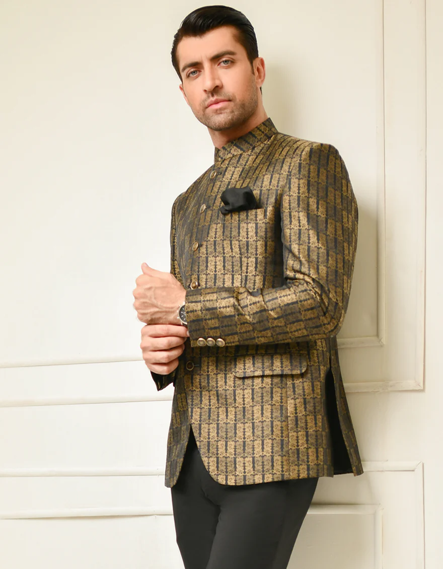 BLACK JAMAWAR PRINCE COAT | JJPJ-US-42186/S22/JJ7301-PN - Image 7