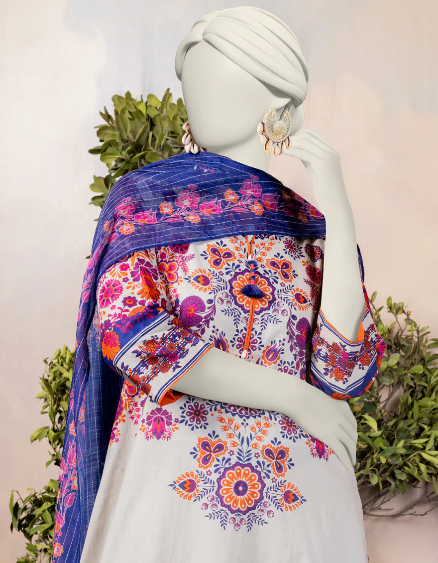 WHITE LAWN 2PC STITCHED | JJPW-JW2-S-24-7000 FB/FOLK-01 - Image 3