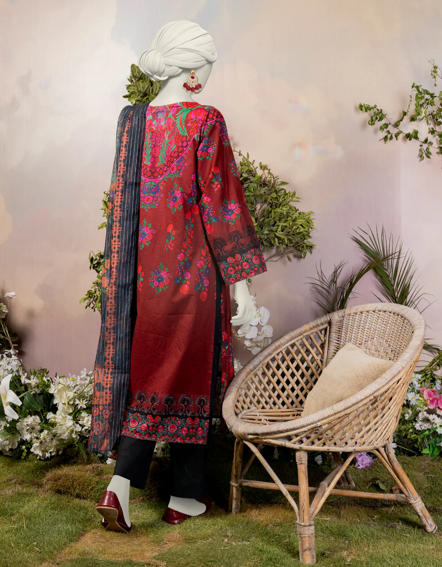 RED LAWN 2PC STITCHED | JJPW-JW2-S-24-7001 FB/FOLK-2 - Image 2