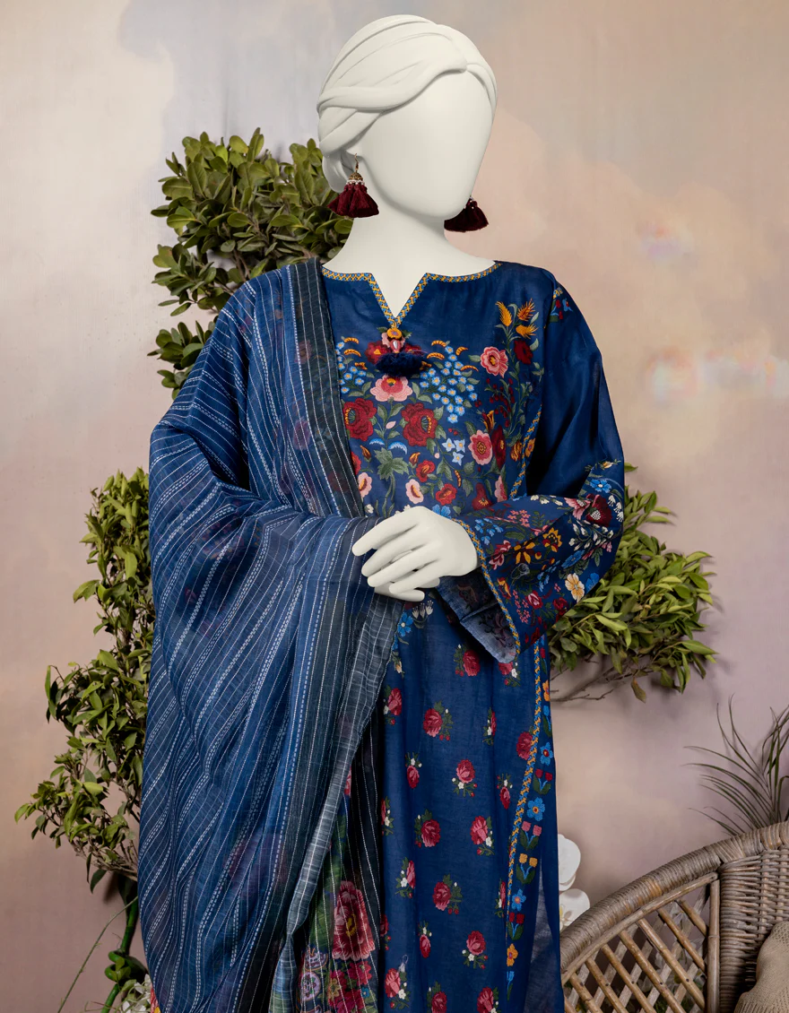 BLUE LAWN 2PC STITCHED | JJPW-JW2-S-24-7002 FB/FOLK-03 - Image 2