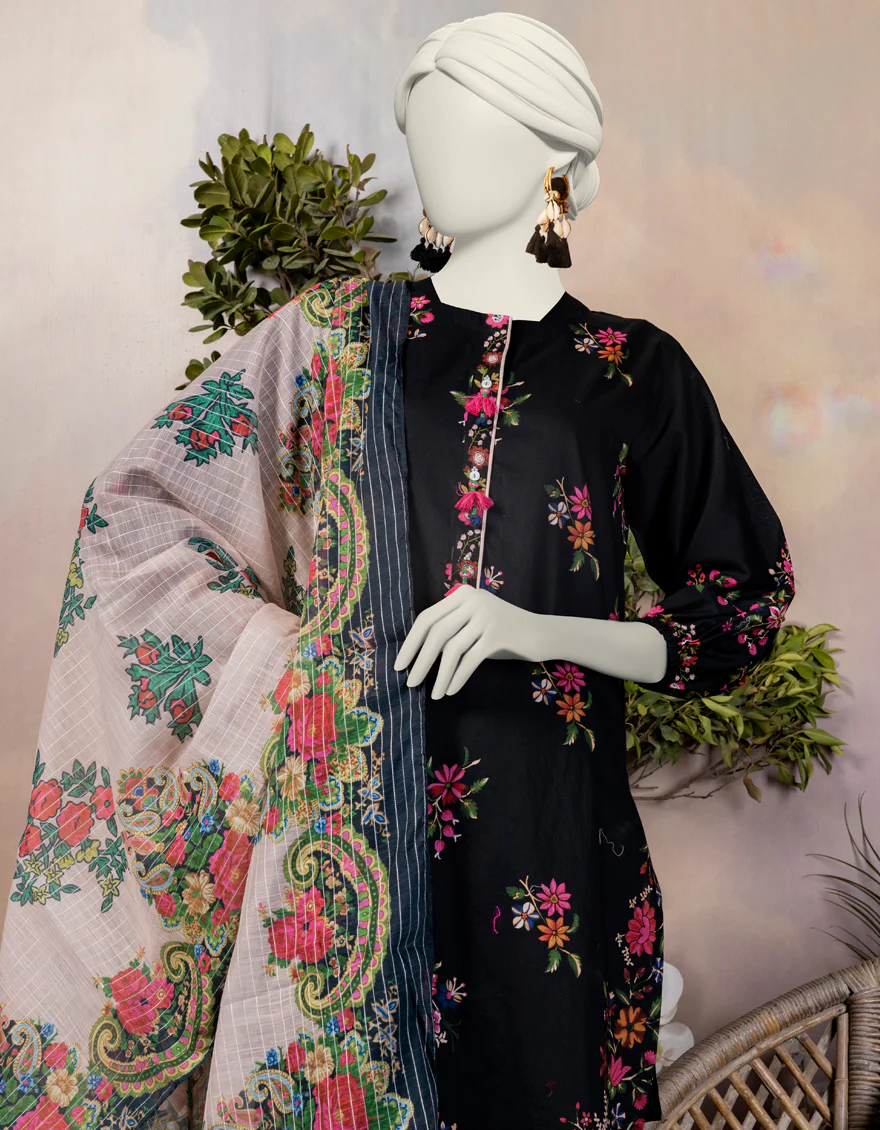 BLACK LAWN 2PC STITCHED | JJPW-JW2-S-24-7003 FB/FOLK-04 - Image 3