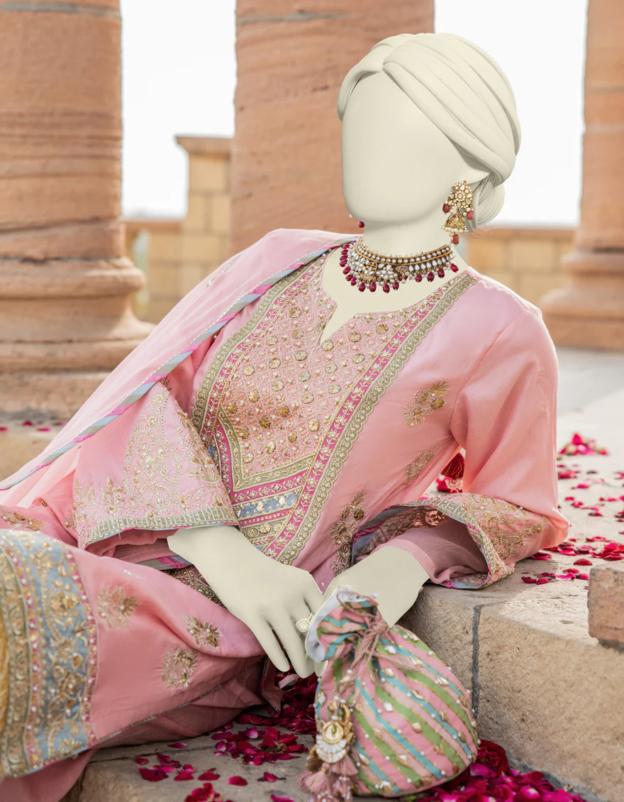 PINK RAW SILK 3PC STITCHED | JJPW-S-JPS-24-3902 F - Image 2