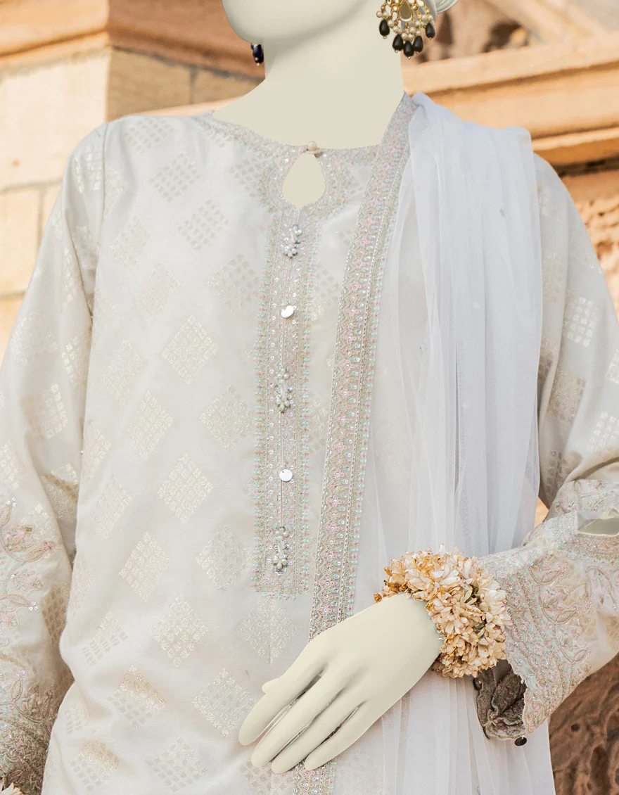 WHITE ORGANZA 3PC STITCHED | JJPW-S-JPS-24-3919 F - Image 3