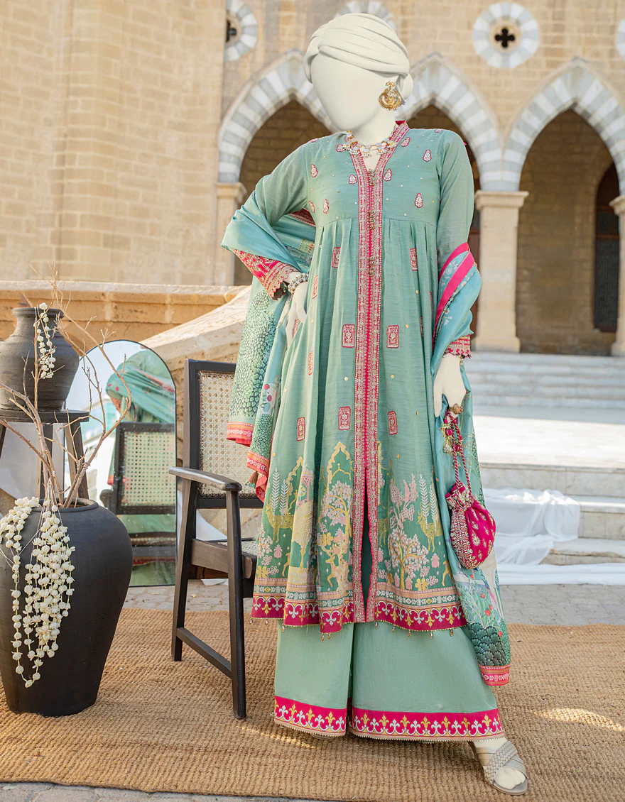 GREEN KHADDI 3PC STITCHED | JJPW-S-JPS-24-3928 FB/INARA-07 - Image 3
