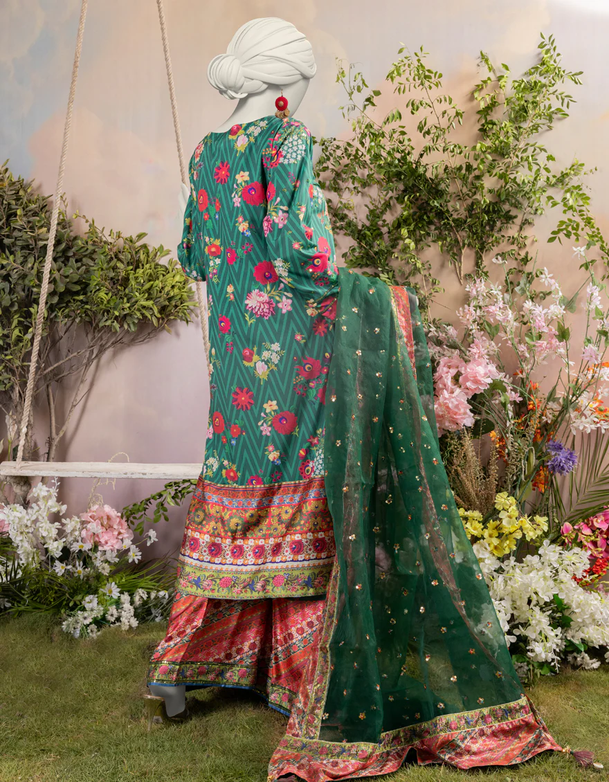GREEN SILK 3PC STITCHED | JJPW-S-JPS-24-3936 FB/INARA-02 - Image 2