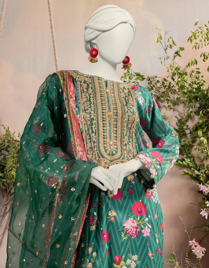 GREEN SILK 3PC STITCHED | JJPW-S-JPS-24-3936 FB/INARA-02 - Image 3