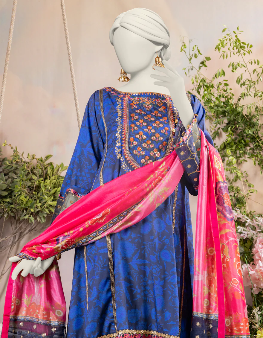 BLUE SILK 3PC STITCHED | JJPW-S-JPS-24-3938 FB/INARA-04 - Image 3