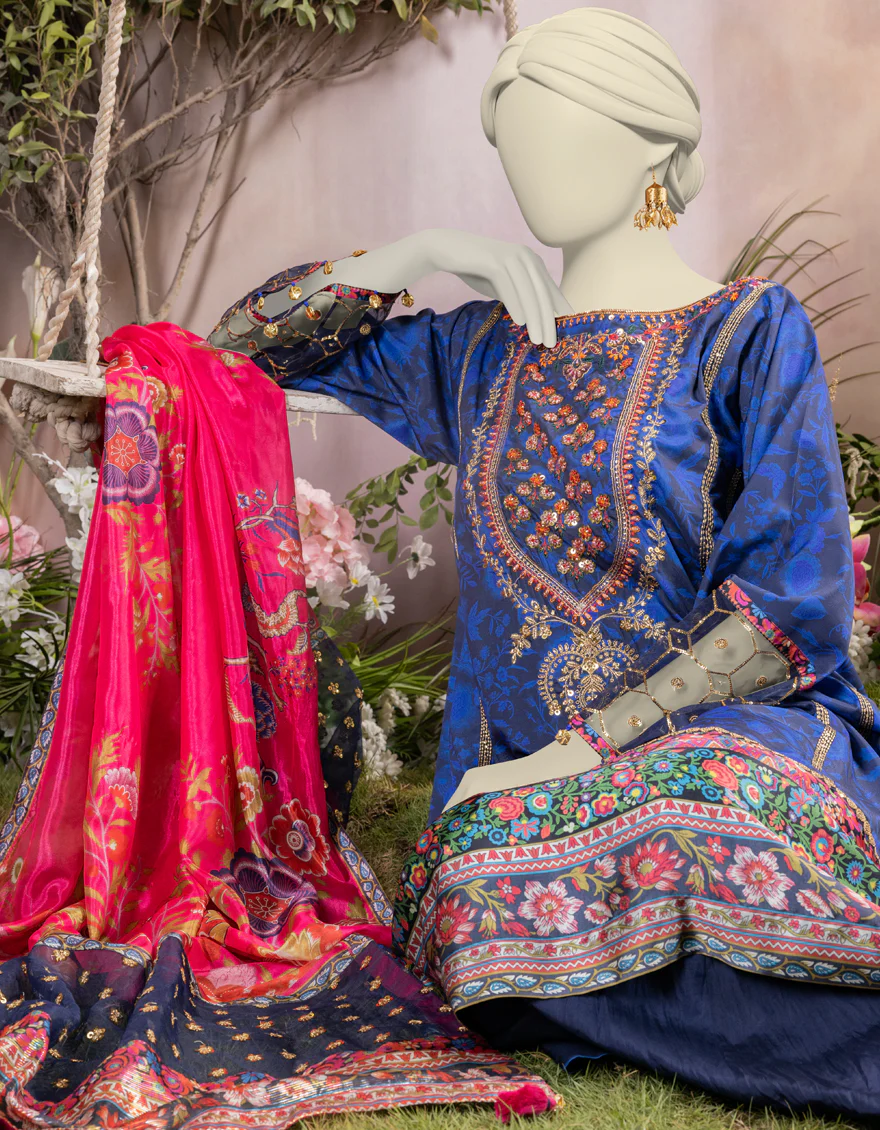 BLUE SILK 3PC STITCHED | JJPW-S-JPS-24-3938 FB/INARA-04 - Image 4