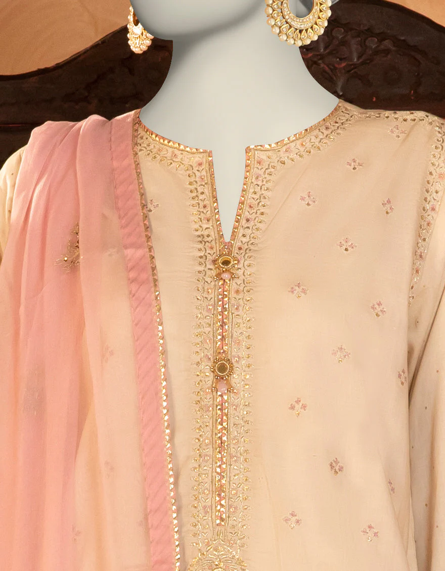 OFF WHITE RAW SILK 3PC STITCHED | JJPW-S-JPS-25-3902 FB/DANEEN-2 - Image 3