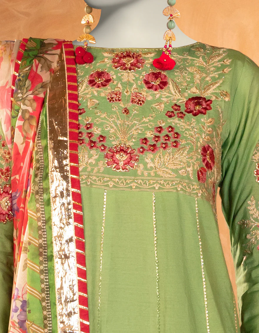 GREEN COTTON SILK 3PC STITCHED | JJPW-S-JPS-25-3908 FB/DANEEN-8 - Image 3