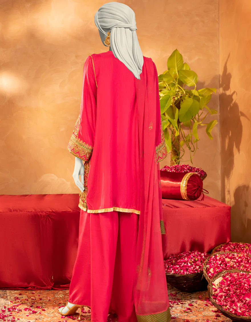 PINK RAW SILK 3PC STITCHED | JJPW-S-JPS-25-3916 F - Image 2