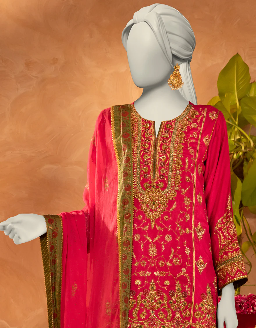 PINK RAW SILK 3PC STITCHED | JJPW-S-JPS-25-3916 F - Image 3