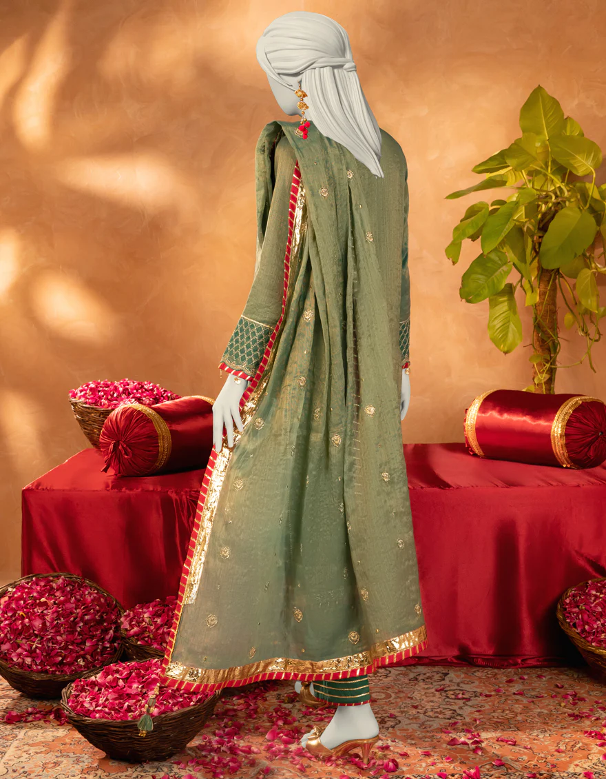 GREEN COTTON 3PC STITCHED | JJPW-S-JPS-25-3921 F - Image 2