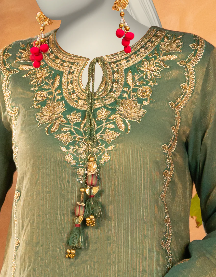 GREEN COTTON 3PC STITCHED | JJPW-S-JPS-25-3921 F - Image 3
