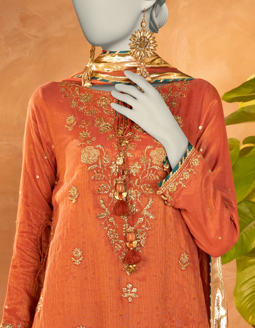 RUST COTTON 3PC STITCHED | JJPW-S-JPS-25-3923 F - Image 2