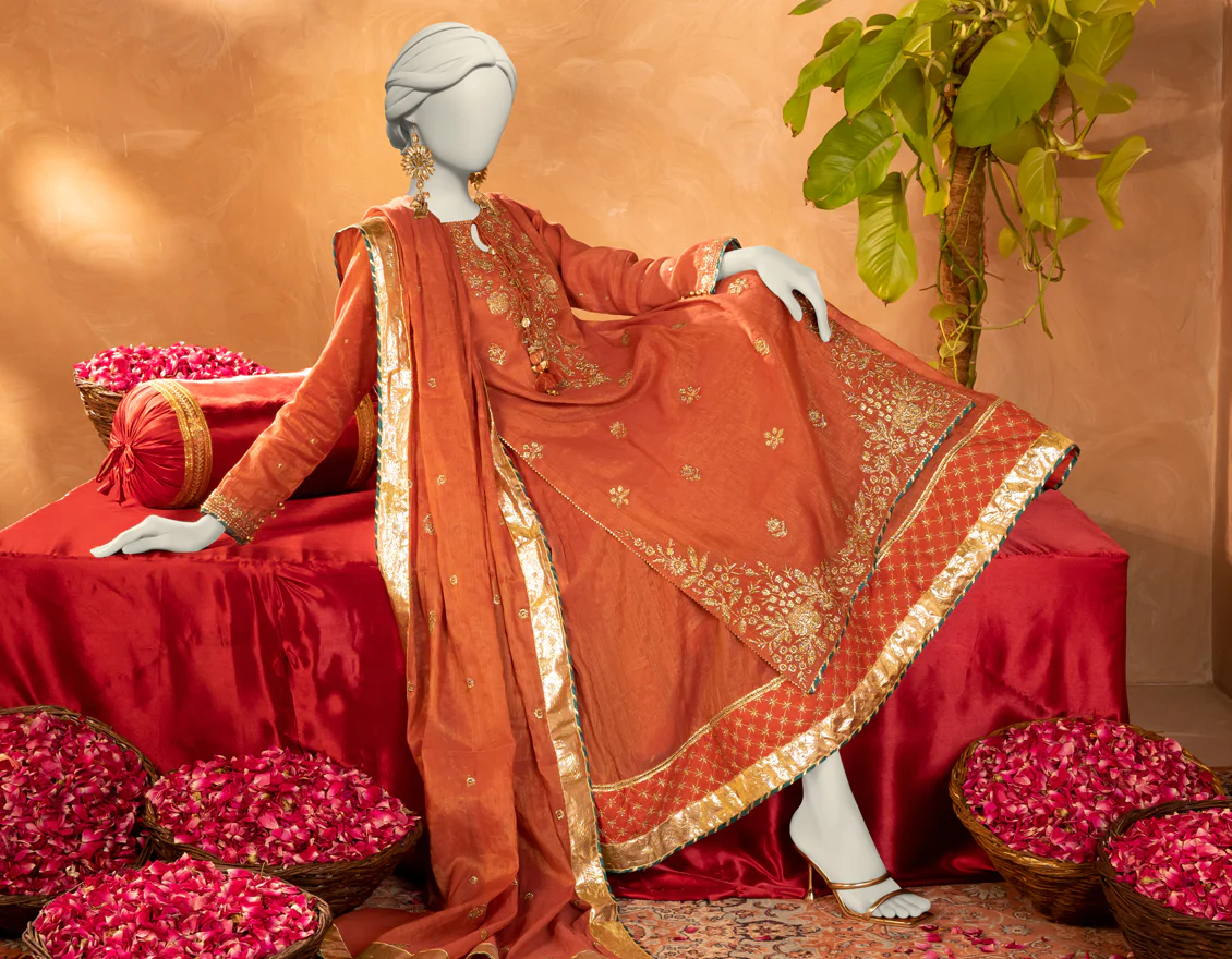 RUST COTTON 3PC STITCHED | JJPW-S-JPS-25-3923 F - Image 3