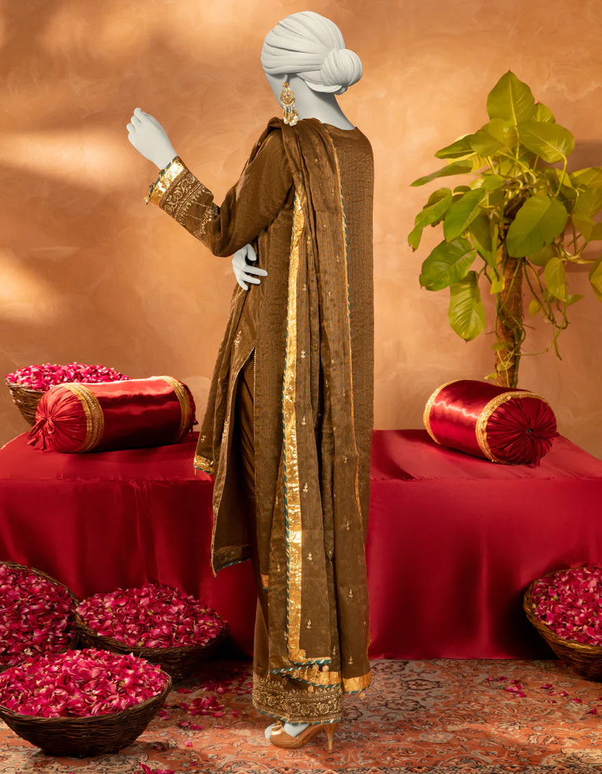 BROWN COTTON 3PC STITCHED | JJPW-S-JPS-25-3924 FB/INARA-10 - Image 2