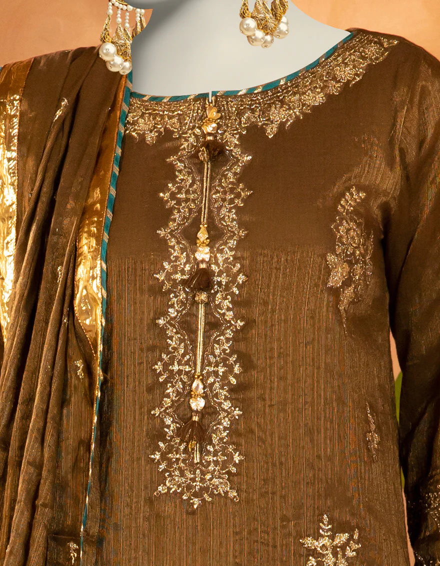BROWN COTTON 3PC STITCHED | JJPW-S-JPS-25-3924 FB/INARA-10 - Image 3