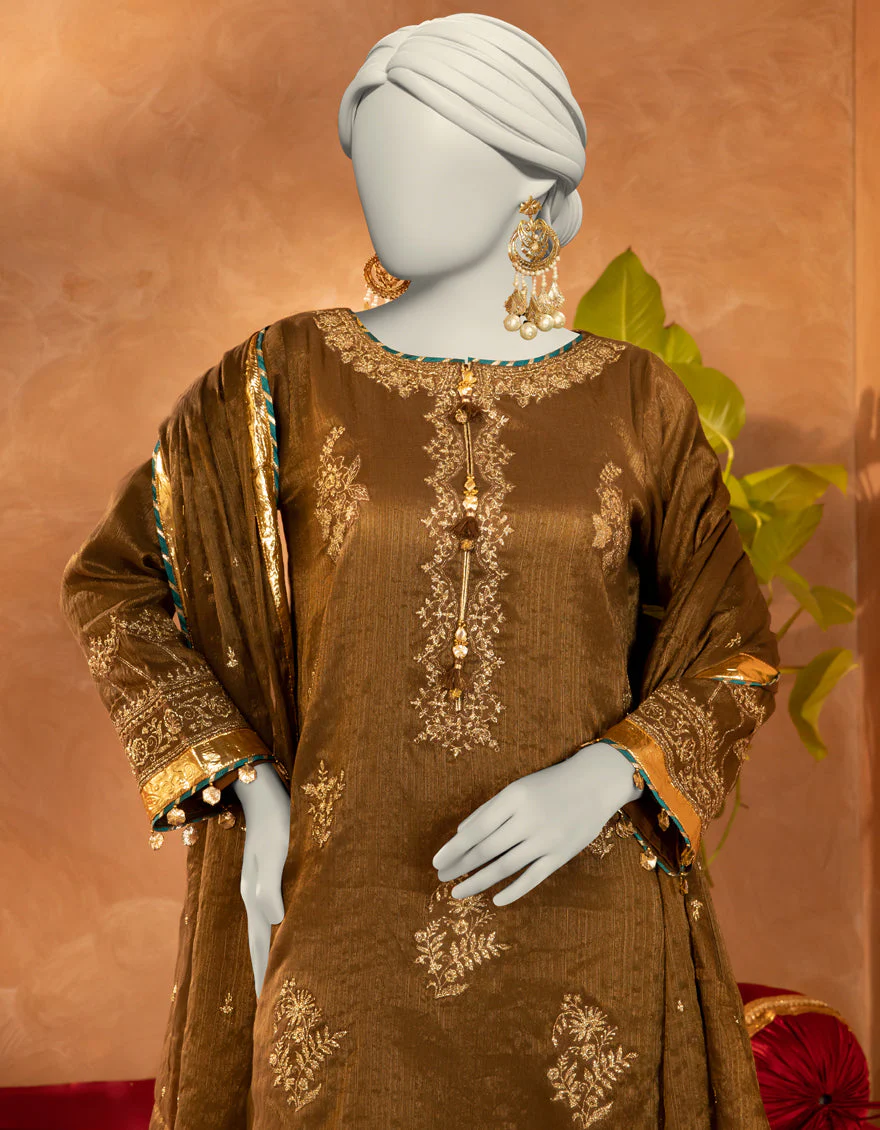 BROWN COTTON 3PC STITCHED | JJPW-S-JPS-25-3924 FB/INARA-10 - Image 4