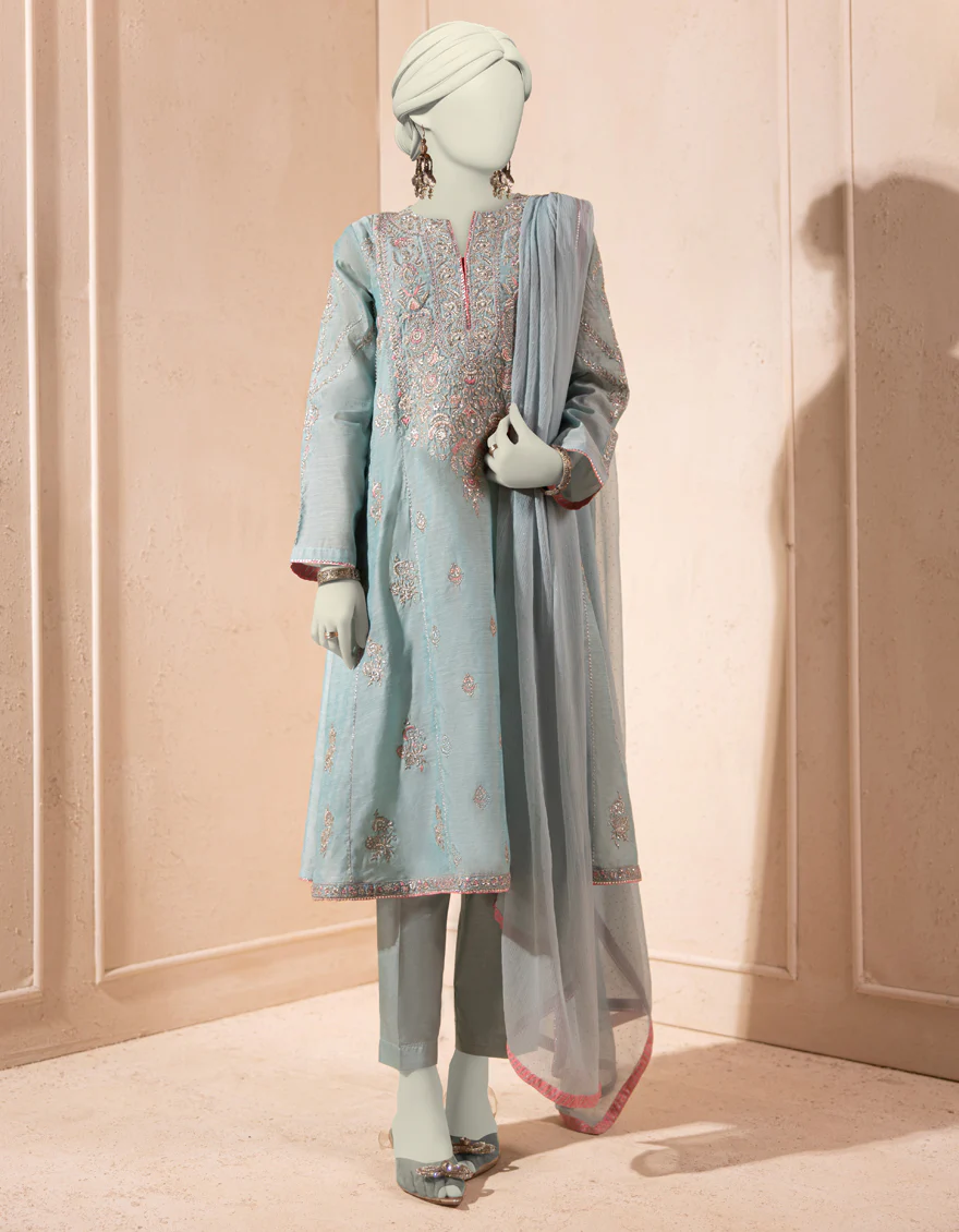 TURQUOISE PAPER COTTON 3PC STITCHED | JJPW-S-JPS-25-3926 F - Image 4