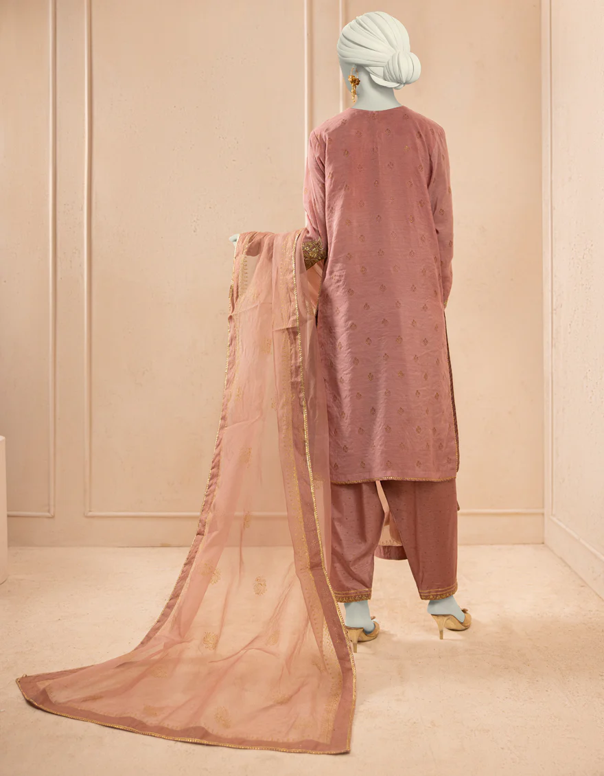 PINK PAPER COTTON 3PC STITCHED | JJPW-S-JPS-25-3927 F - Image 2