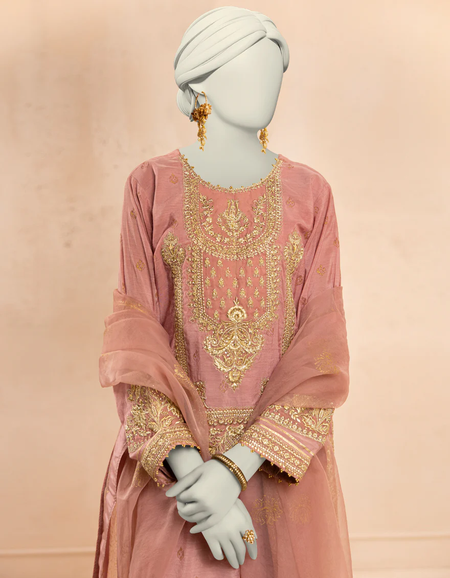 PINK PAPER COTTON 3PC STITCHED | JJPW-S-JPS-25-3927 F - Image 3