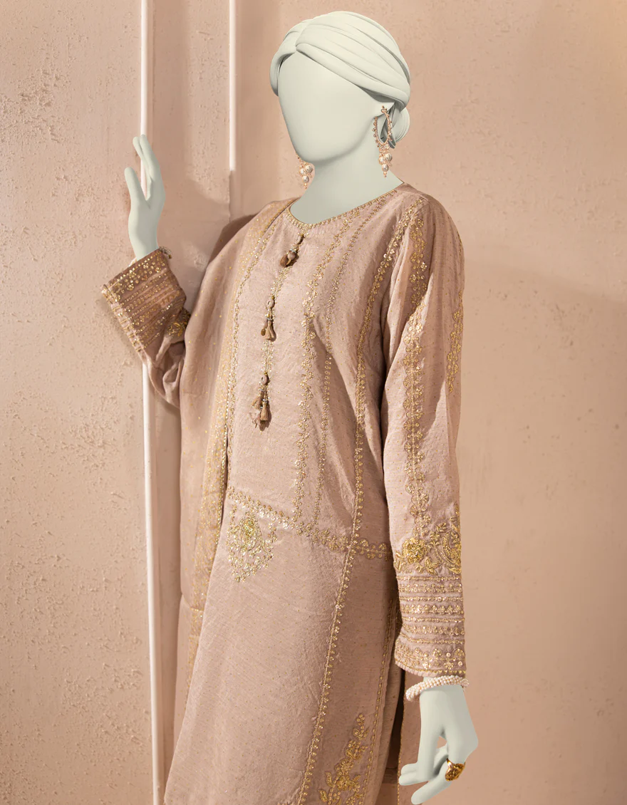 BEIGE PAPER COTTON 3PC STITCHED | JJPW-S-JPS-25-3928 F - Image 3