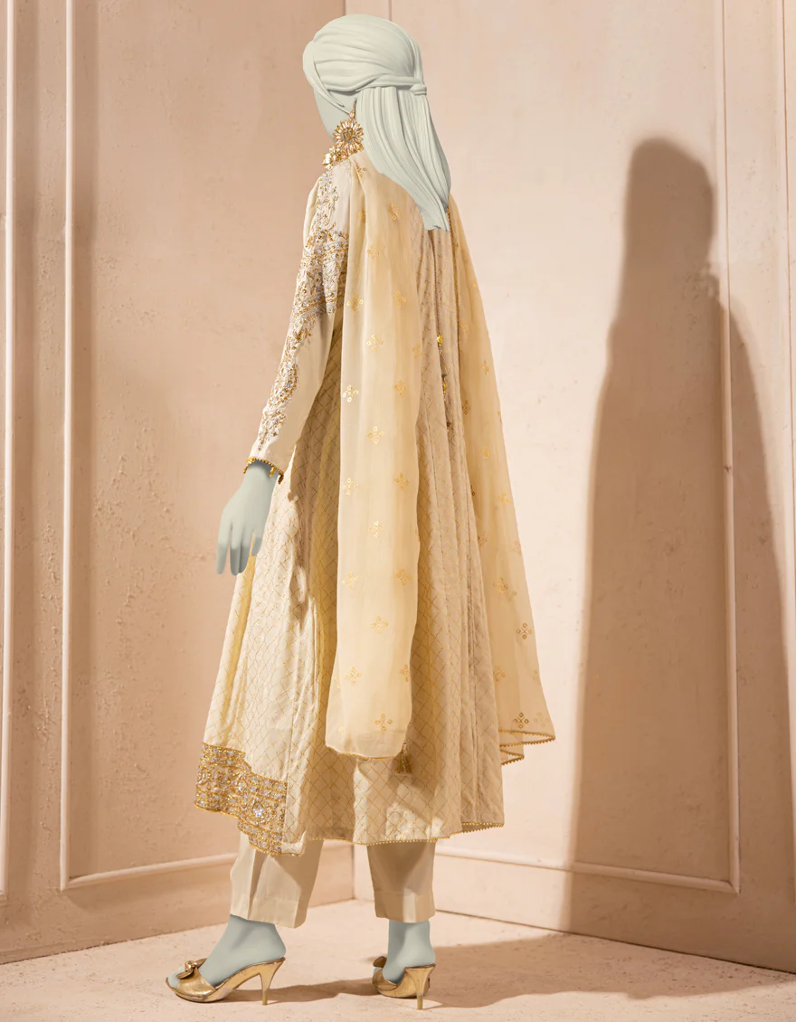 OFF WHITE SILK 3PC STITCHED | JJPW-S-JPS-25-3930 F - Image 2