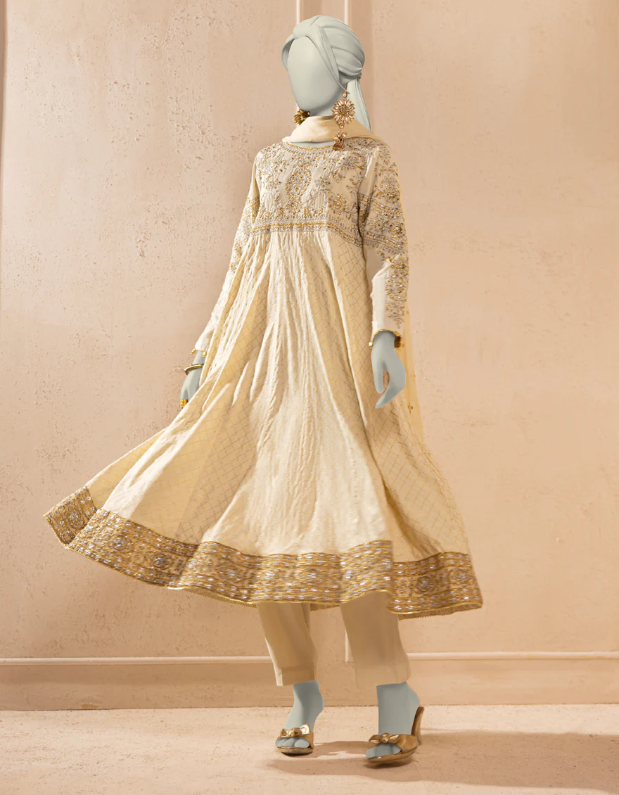 OFF WHITE SILK 3PC STITCHED | JJPW-S-JPS-25-3930 F - Image 4