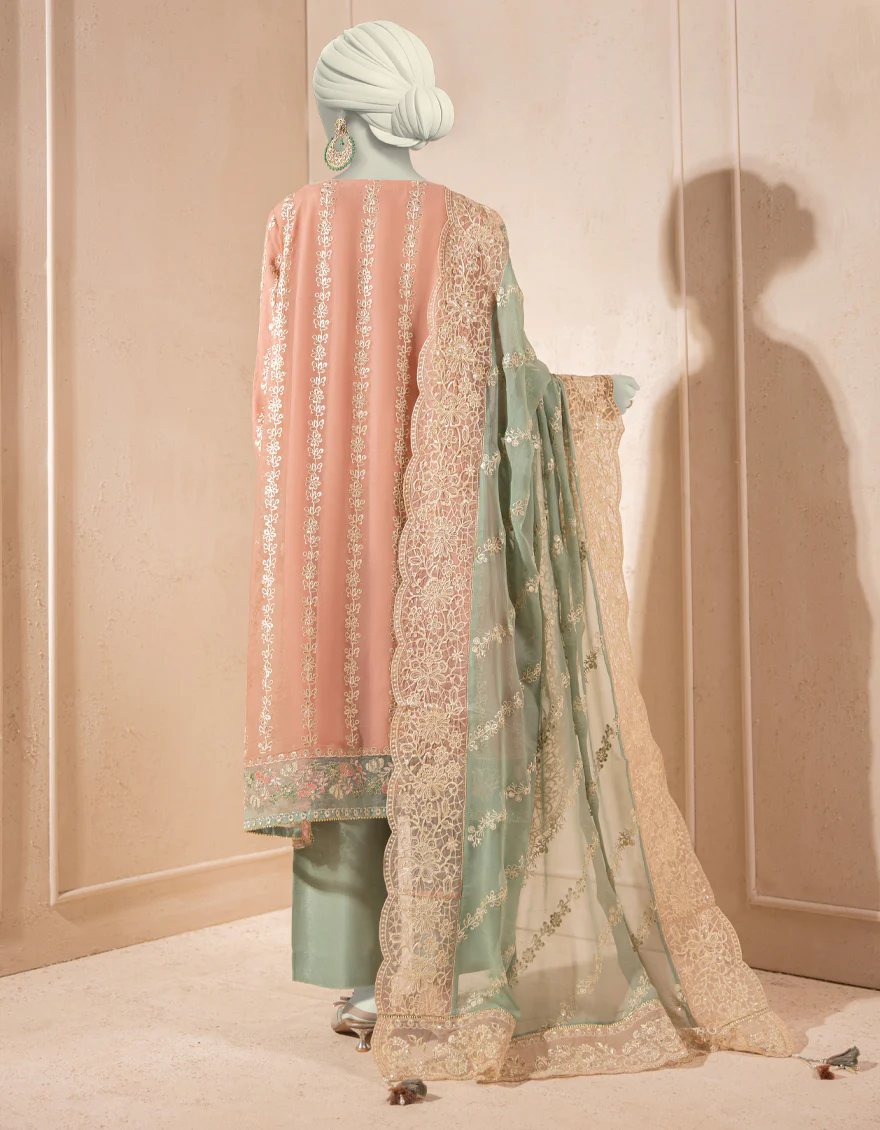 PEACH CHIFFON 3PC STITCHED | JJPW-S-JPS-25-3935 F - Image 2