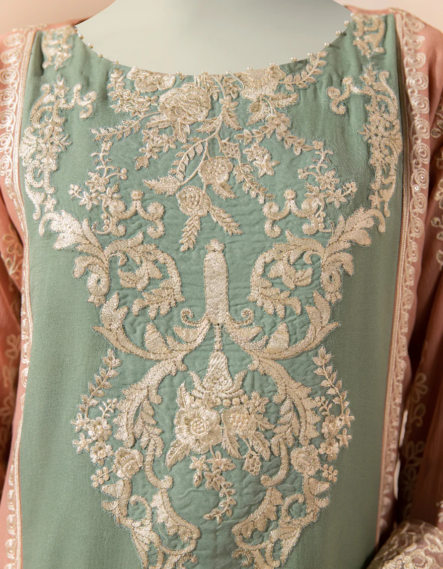 PEACH CHIFFON 3PC STITCHED | JJPW-S-JPS-25-3935 F - Image 3