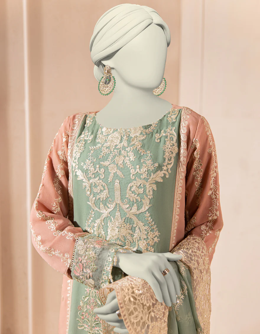 PEACH CHIFFON 3PC STITCHED | JJPW-S-JPS-25-3935 F - Image 4