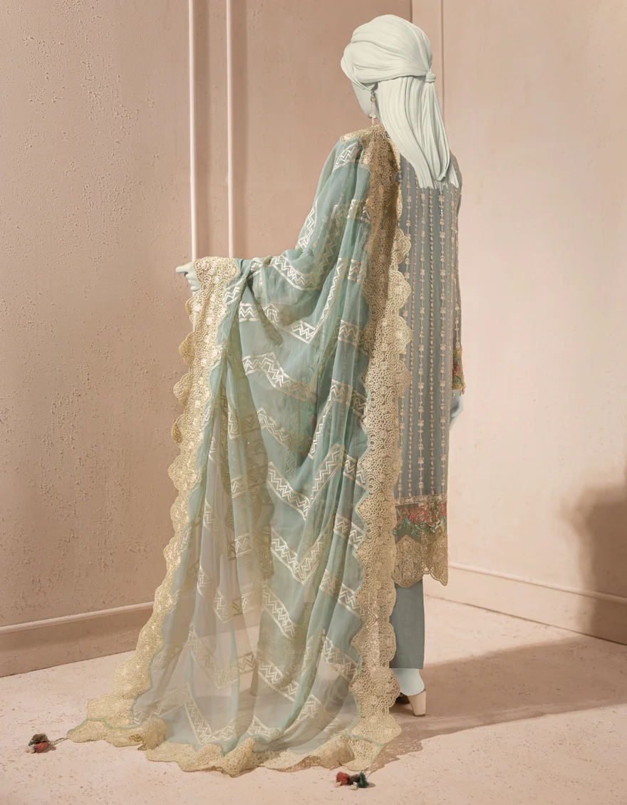 BLUE IMPURE CHIFFON 3PC STITCHED | JJPW-S-JPS-25-3936 F - Image 2