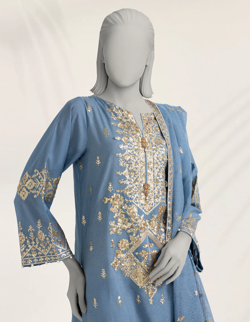 BLUE COTTON NET 3PC STITCHED | JJPW-S-JPS-25-3941 FB/DANEEN-3 - Image 3