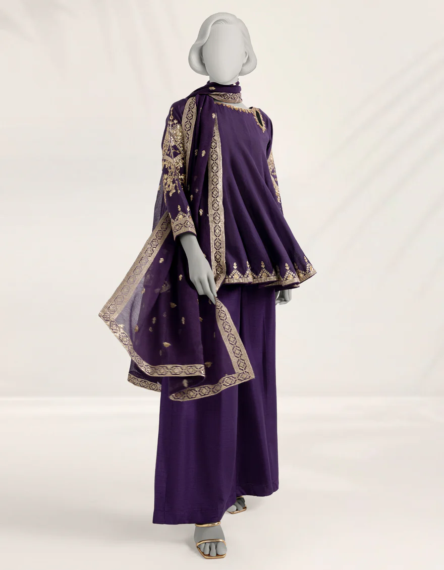PURPLE COTTON NET 3PC STITCHED | JJPW-S-JPS-25-3942 FB/DANEEN-4 - Image 5