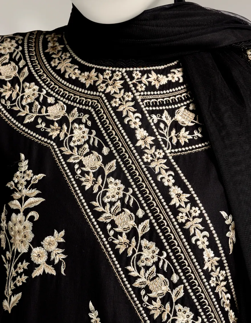 BLACK RAW SILK 3PC STITCHED | JJPW-S-JPS-25-3960 FB/INARA-7 - Image 3