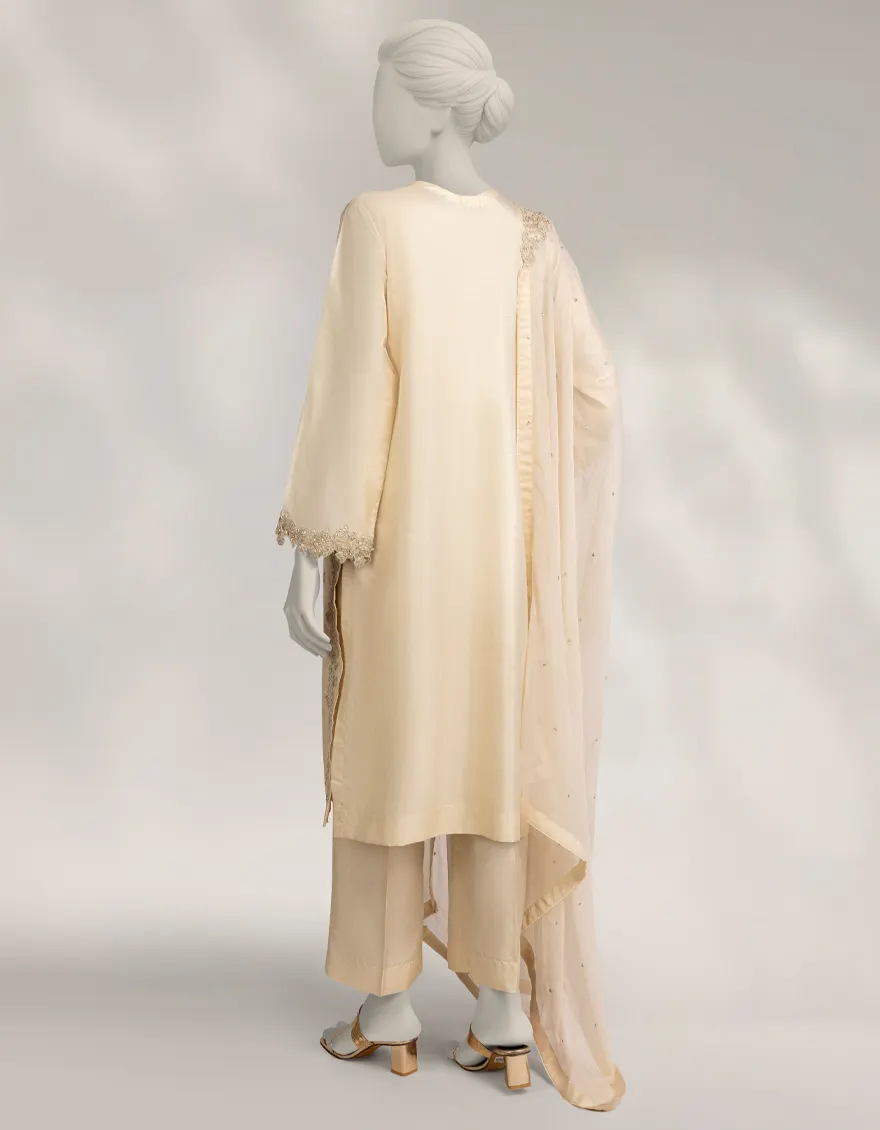 OFF WHITE RAW SILK 3PC STITCHED | JJPW-S-JPS-25-3967 FB/INARA-14 - Image 2